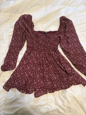 Smocked Square-Neck — Burgundy Floral Romper